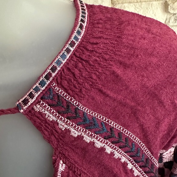 Anthropologie Free People Large All My Life Wine Boho Embroidered Dress Festival - Picture 9 of 16